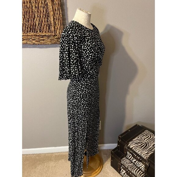 TopShop Dress Black White 6 Small Flowy Maxi Short Sleeve NWT - Picture 5 of 7